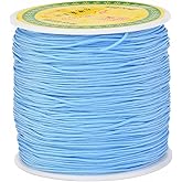 Cheriswelry 100yards/roll 0.8mm Braided Nylon Cord Threads Light Sky Blue Chinese Knotting Cord Jewelry Beading Cords String for DIY Craft Kumihimo Macrame Bracelets Making Supplies