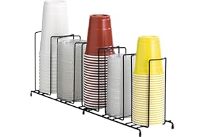 DISPENSE-RITE WR-5 Dispense-Rite Five Section Wire Rack Cup and Lid Organizer, Black
