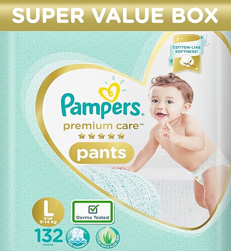 Pampers Premium Care Super Value box pack, Large, 132 Count