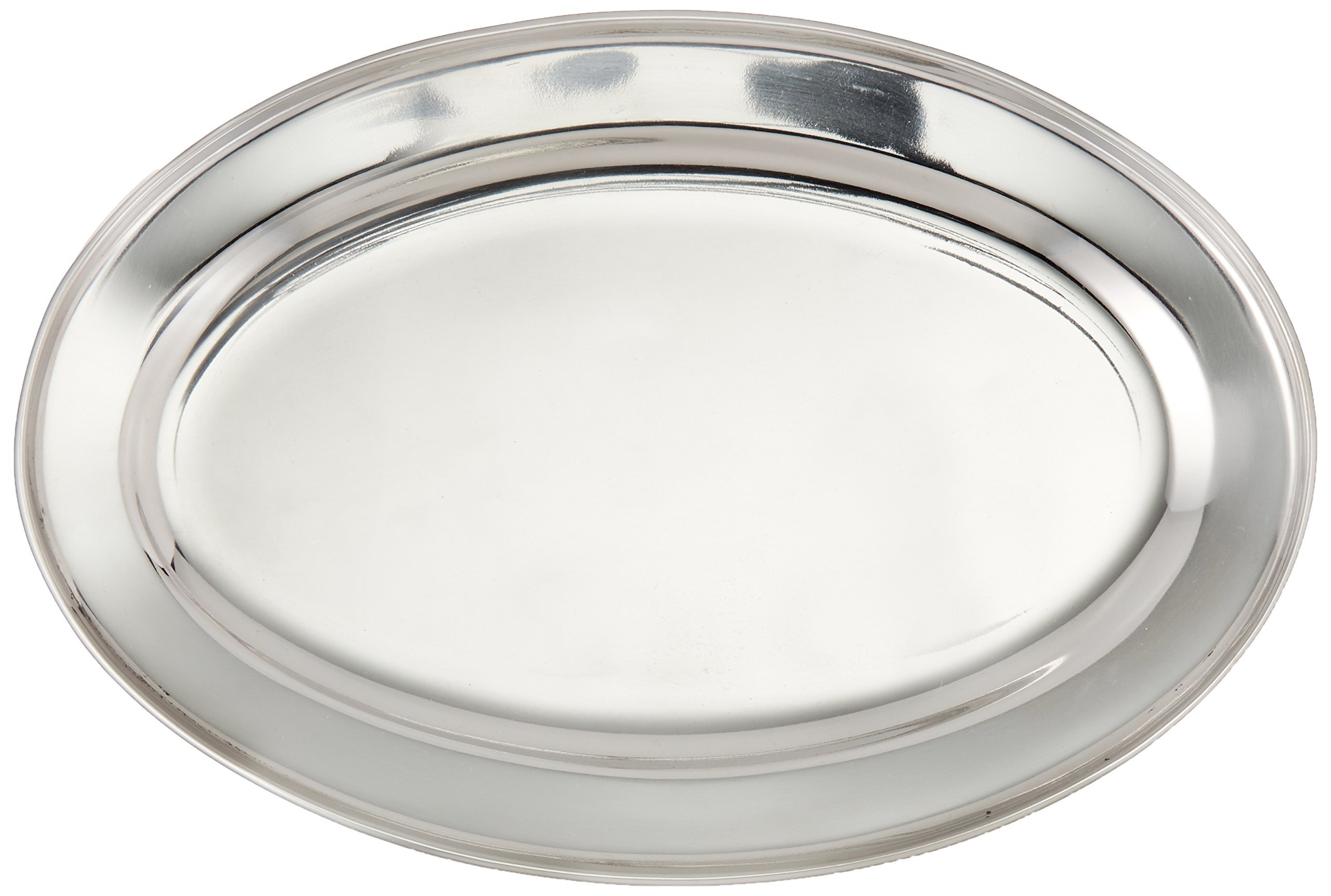 Winco OPL-12 Stainless Steel Oval Platter, 12-Inch by 8.63-Inch