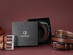 CHAOREN Mens Dress Belt 2 Pack - 1 1/8" Leather