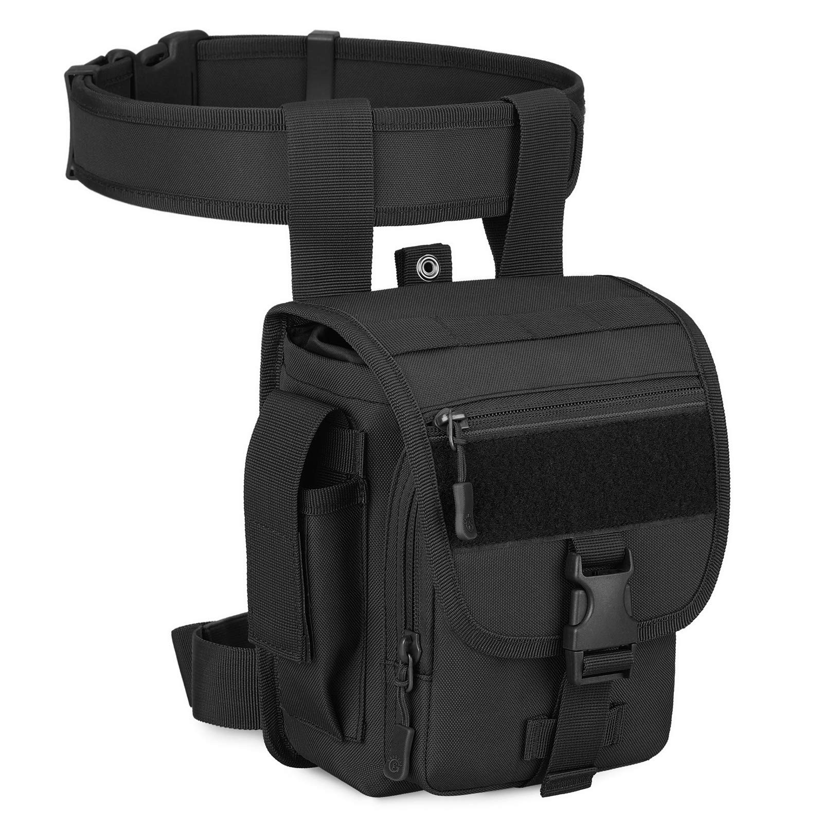 HUNTVP Leg Bag Tactical Drop Leg Bag Motorbike Molle Pouch Cross Over Leg Rig Thigh Pack for Motorcycle Cycling Riding Outdoors Camping