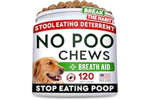 STRELLALAB No Poo Chews for Dogs - Coprophagia & Stool Eating Deterrent with Probiotics, Digestive Enzymes & Breath Aid Support - Stop Dog Poop Eating (120Ct, Poultry)