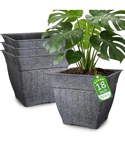 Amazon.com: WEICHENGXING 18 inch Big Plant Pots, 2 Pack Large Round Planters  for Outdoor Plants, Porch, Patio, Backyard, Durable Plastic Flower Pots,  Modern Dcor for Tall Plants, Flowers, Black : Patio, Lawn