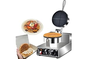AEYDJXMER Commercial Waffle Maker Electric Waffle Iron Non-Stick Waffle Cones Maker Machine Hotel Waffle Maker With Time Control Temperature Adjustable, 110V 1300W