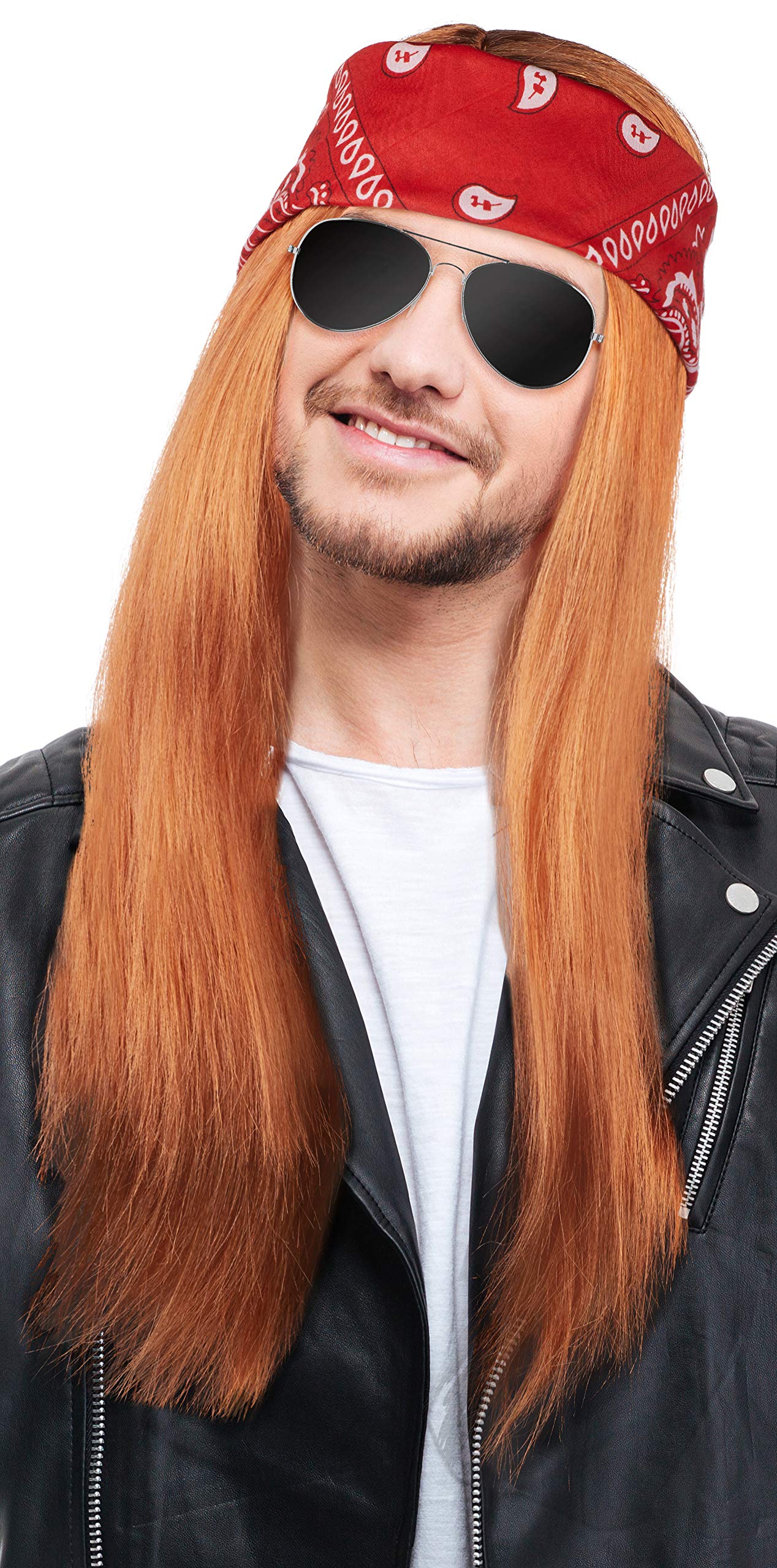 Balinco Men's 90s Rocker Kit with Wig Red/Blond + Headband + Sunglasses
