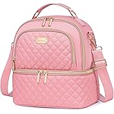 REXMONA Lunch Bag for Women,Double Decker Lunch Box for Womens, Insulated Lunchbag Leakproof Lunch Tote Lunch Cooler Bag for Women Men,Lunchbox with Adjustable Strap for Work Picnic Beach