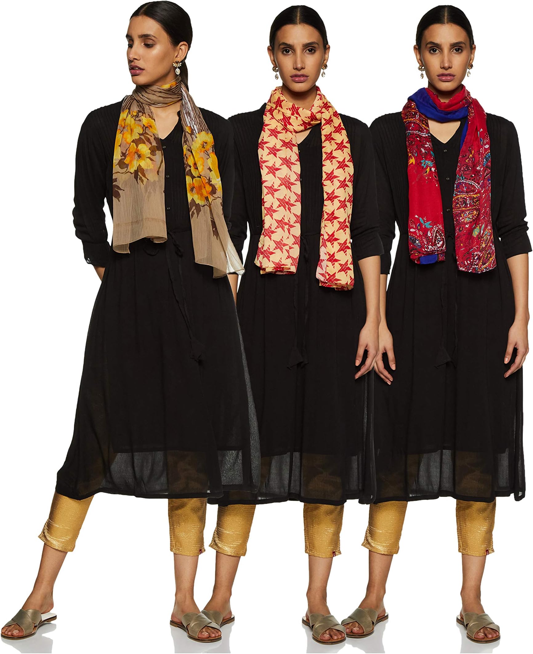Women's Synthetic Scarf (Pack of 3) (AW18KRAVE_3SCF120805_Multicoloured_Fs)