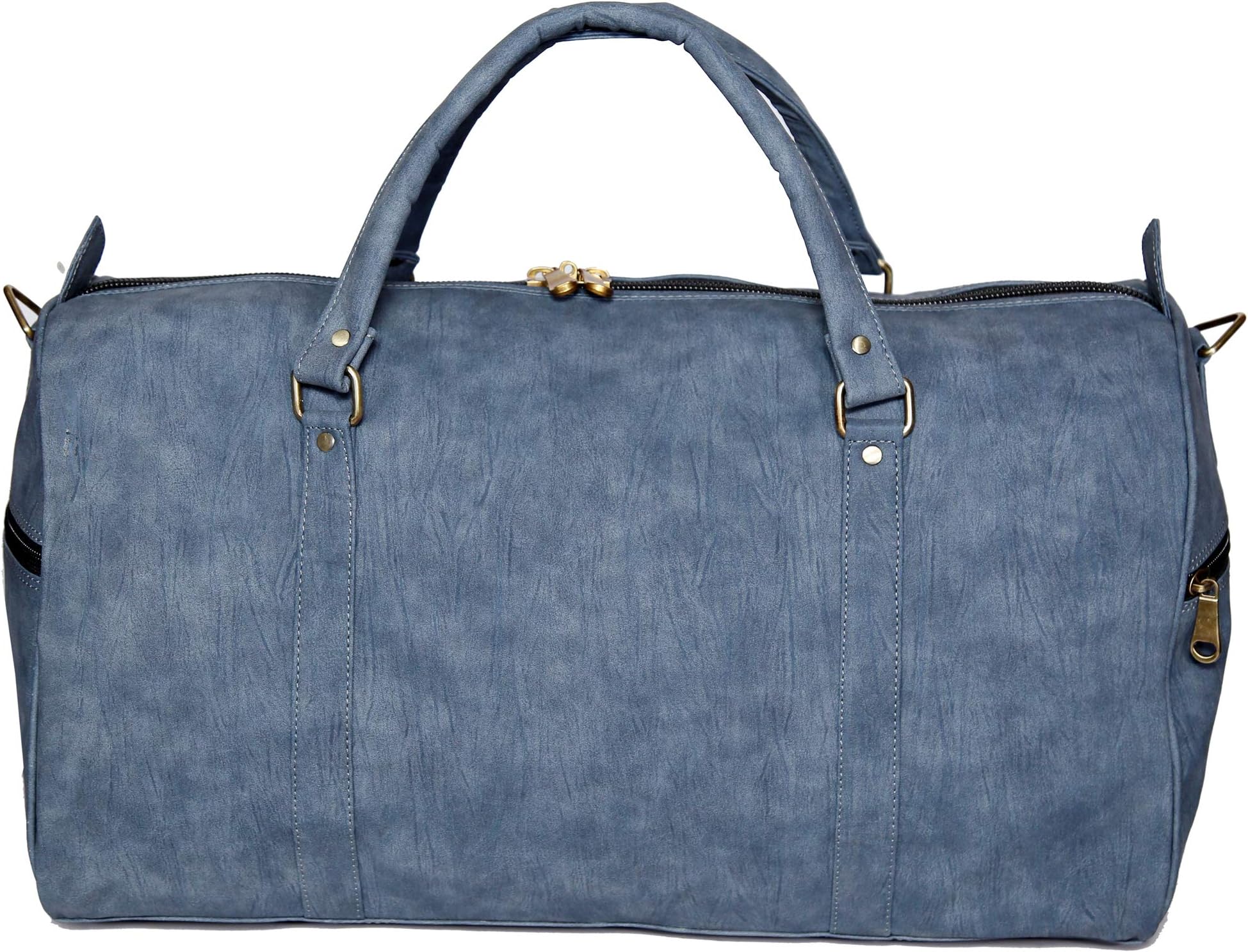RICHSIGN Leather Accessories 20 Inch Leather Travel Duffle Luggage Bag for Men and Women (Antic-Blue)