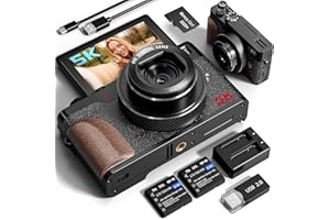 NBDDIGITAL 64MP Digital Cameras for Photography, 5K Autofocus Digital Cameras with 32GB TF Card & 2 Batteries,18X Zoom Anti-Shake Vlogging Camera for YouTube,Compact Camera for Travel(K110-BK