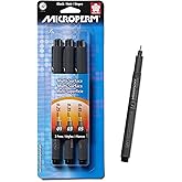 SAKURA Microperm Ultra Fine Point Pens, Black, Assorted Point Sizes, 3 Pack | Permanent Ink for Detailed Drawing and Writing, Chemically Stable, Waterproof, Low Odor, Non-Toxic Formula