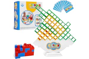 AIMERYUP Bynleau Balance and Play - Tetra Tower Stacking Blocks Game, Fun and Educational Entertainment for Kids, Board Games for Family, Parties, Travel Building Blocks (48 PCS)