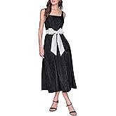KARL LAGERFELD Womens Shiny Slub Suiting Tie Belt Sash A-line Dress