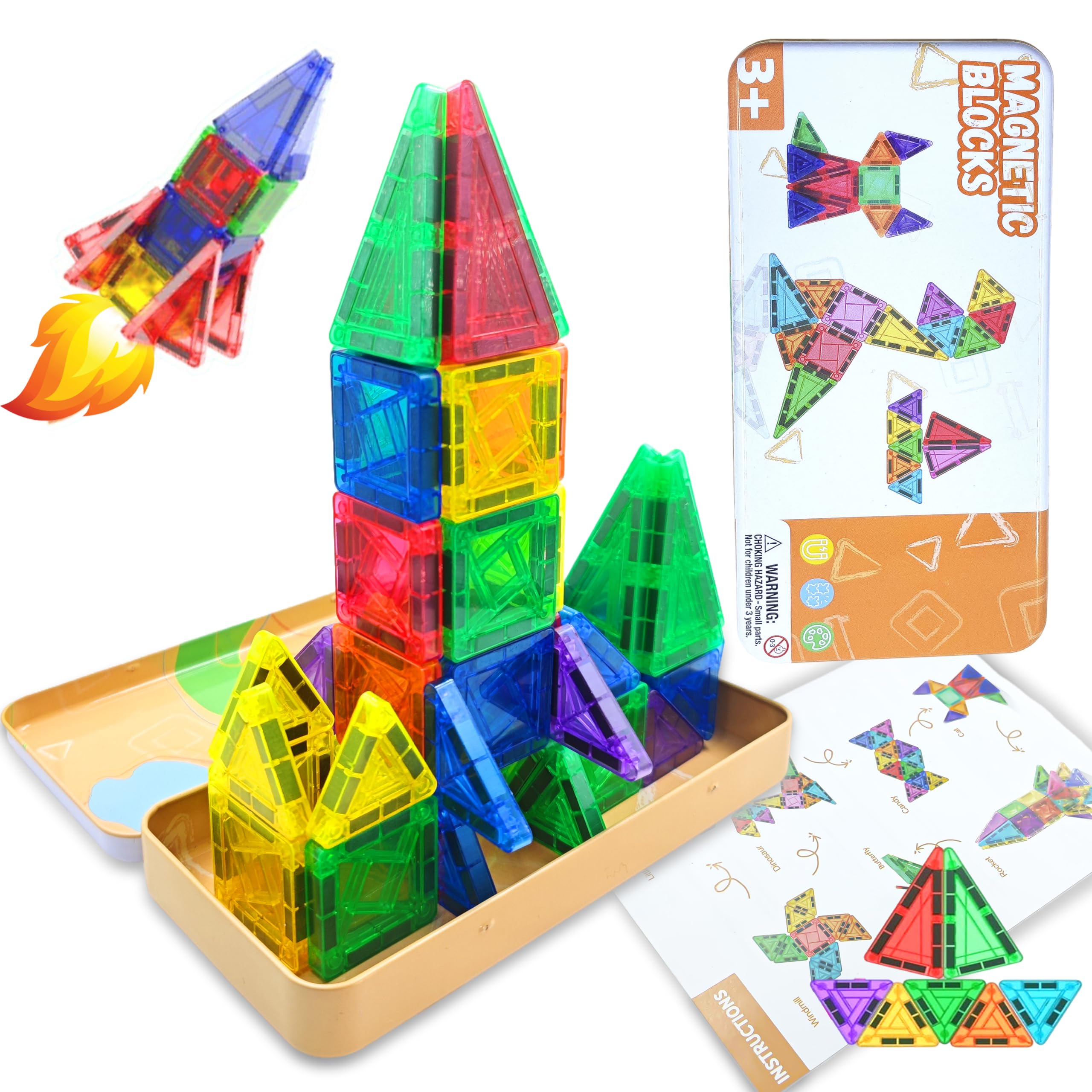Photo 1 of Hqyib Mini Magnetic Tiles Travel Magnetic Tiles, 26 PCS Magnetic Building Blocks Set with Strongest Magnets, Travel Toys Christmas Toy Gift Ages 3-5 5-7 4-8 Boys and Girls