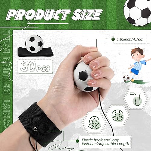 Jerify 30 Pcs Wrist Return Ball on a String Baseball Football