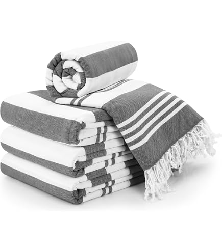 Turkish Beach Towel - Oversized 100% Cotton Peshtemal - 72x40 Inch Quick Dry & Sand Free - For Travel