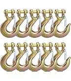 GRIPON (Pack Of 4) 5/16 Inch Safety Hook With Latch Forged G70 14,000 Lb Capacity