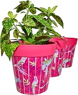 Hum Flowerpots 22cm Set of 3 Pink Parrots Plastic Plant Pots Indoor Outdoor view 7