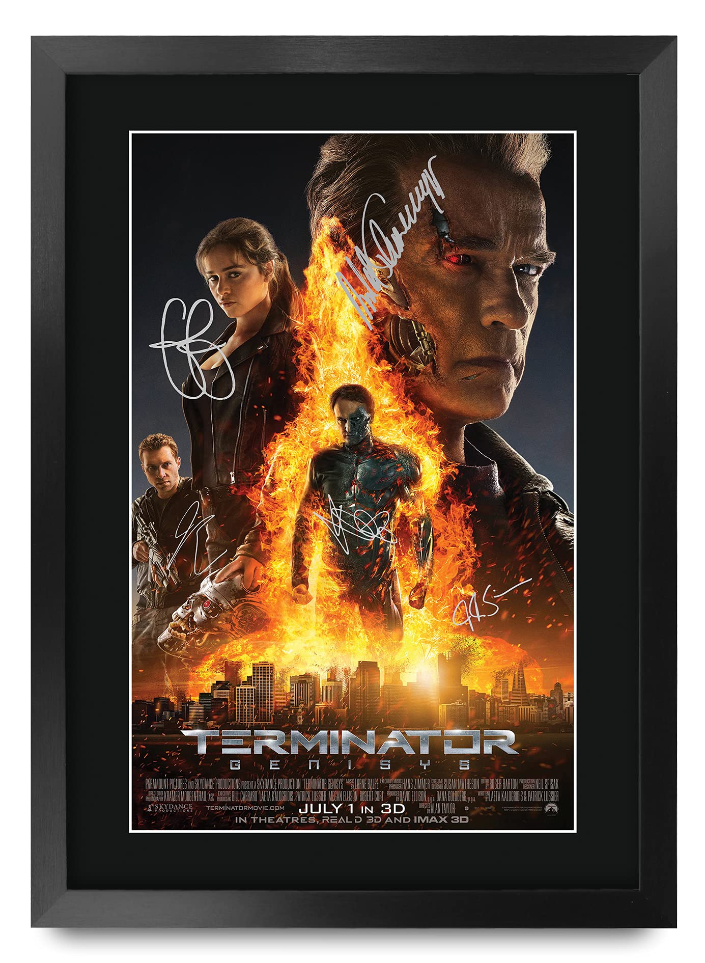 HWC Trading FR A3 Terminator 4 Genisys Schwarzenegger Gifts Printed Poster Signed Autograph Picture for Movie Memorabilia Fans - A3 Framed