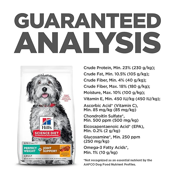 HILL’S SCIENCE DIET PERFECT WEIGHT & JOINT SUPPORT, ADULT 1-6, WEIGHT MANAGEMENT & JOINT SUPPORT, DRY DOG FOOD, CHICKEN & BROWN RICE, 3.5 LB BAG