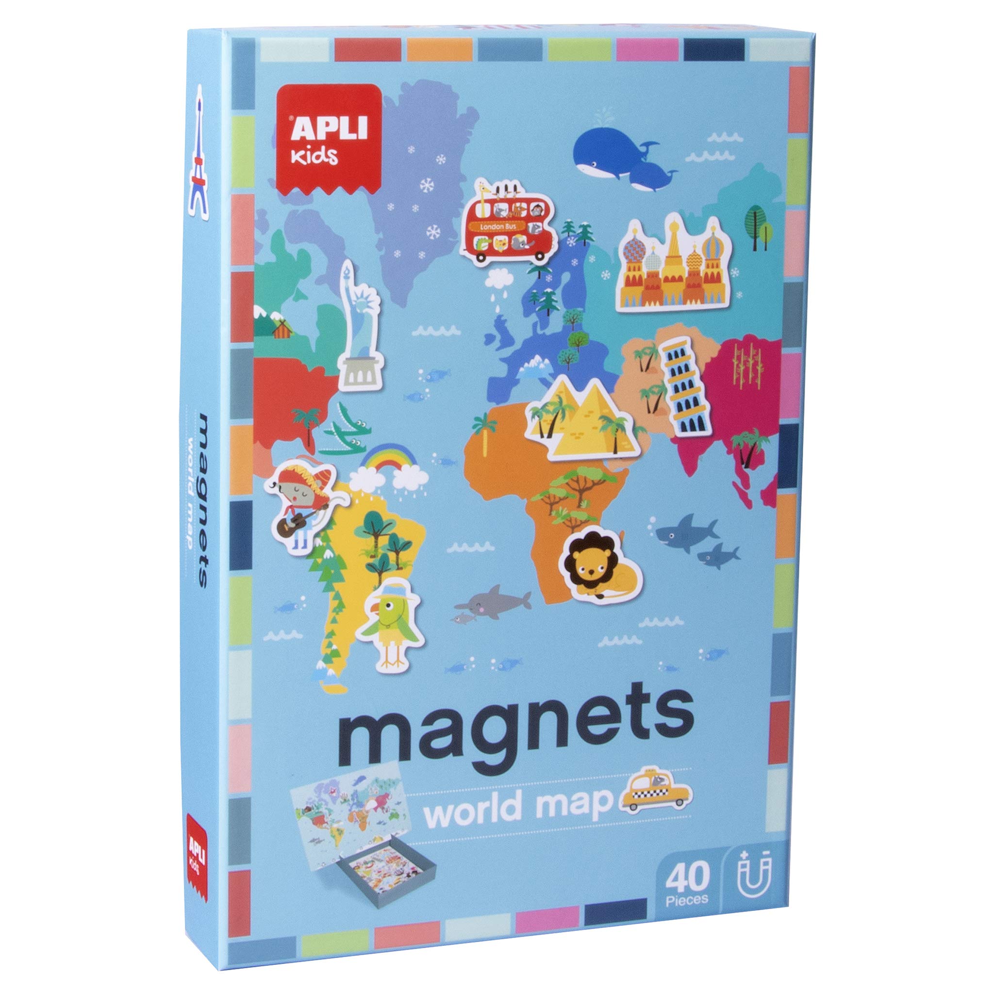APLI Kids 40 Pieces Magnetic World Map Didactic Application Set