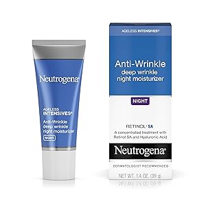 Neutrogena Ageless Intensives Anti-Wrinkle Retinol Cream with Hyaluronic Acid - Night Moisturizer Cream with Retinol, Vitamin E, Glycerin, Hyaluronic Acid, and Shea Butter, 1.4 oz