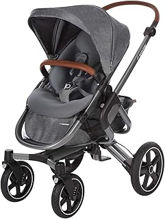 Maxi-Cosi Nova 4-Rad Kombi-Kinderwagen, automatisch klappbar, nutzbar ab der Geburt mit Babyschale oder Babywanne Oria bis circa 3,5 Jahre, komfortabel für Stadt und Land, Sparkling grey