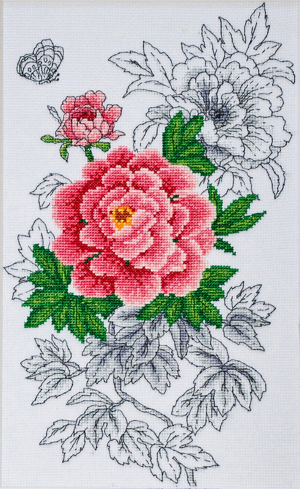 VDV Cross Stitch Kit - Peony and Butterfly