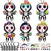 PAIVSUN 24Pcs Day of The Dead Craft for Kids, DIY Sugar Skull Stickers Kit | Make Your Own Dia de Los Muertos Paper Crafts, Mexican Festival Art Activity, Classroom Home Party Supplies Decorations Gifts