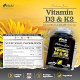 Nu U Nutrition Vitamin D3 4000 IU and K2 MK7 100µg 150 Capsules UK Made view 6