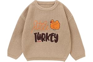 ADXSUN Toddler Boy Thanksgiving Sweater Little Turkey Outfit Knitted Pullover Fall Winter Clothes 1-5T