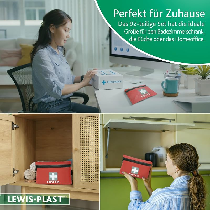 Erste-Hilfe-Kit Erste-Hilfe-Tasche 92 Stück - Hochwertiges Great Rescue-Kit, der den europäischen Normen entspricht - Erste-Hilfe-Medizin-Kit für Camping, Schularbeit und vieles mehr