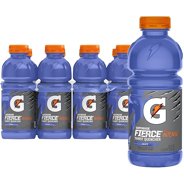 GATORADE THIRST QUENCHER ARTIFICIAL, FIERCE GRAPE SPORTS DRINKS, 20 FL OZ (PACK OF 8)