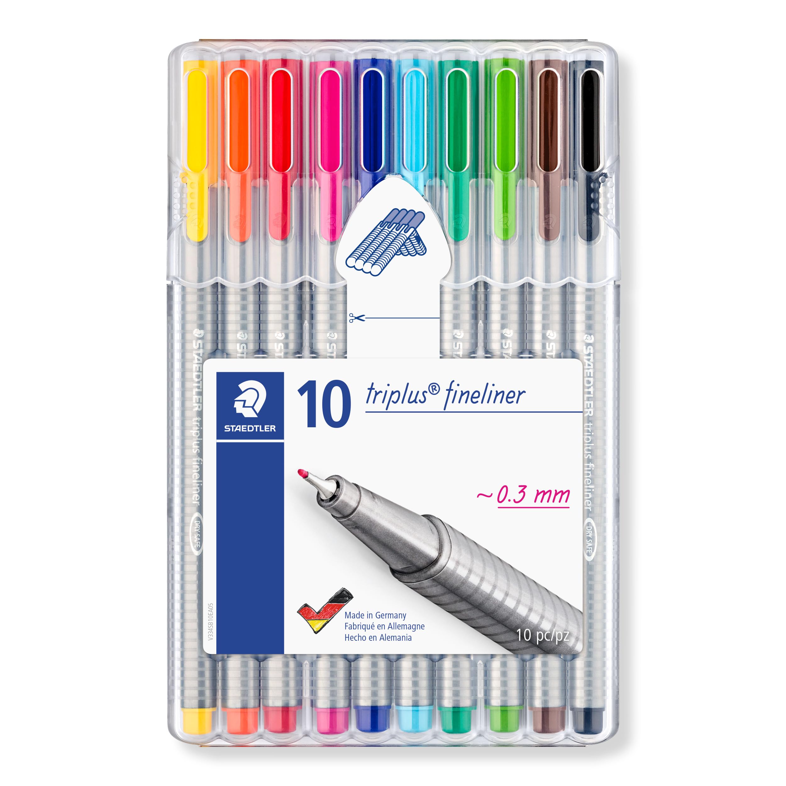 Staedtler ST 334 SB10 Triplus Fineliner Assort Pen (Pack of 10)