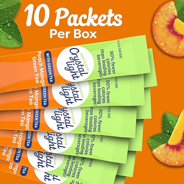 CRYSTAL LIGHT SUGAR-FREE PEACH MANGO DRINK MIX (10 ON-THE-GO PACKETS)