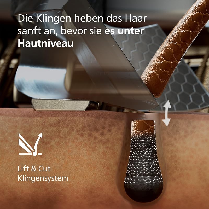 Rasierer i9000 Prestige Ultra für Herren, Nass- und Trockenrasur, chrom, Druck- und Bewegungssensor, 5+1 Bartstyler, Nasenhaartrimmer, Reinigungsstation, Ladestation und Reiseetui (XP9404/38)