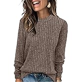 XIEERDUO Long Sleeve Shirts For Women Dressy Casual Mock Neck Fall Fashion 2025 Soft Lightweight Tunic Sweaters