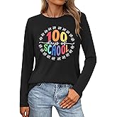 PECHAR 100 Days of School Shirt Teacher School Days Long Sleeve Shirts Funny 100 Days Celebration Gifts Tee Tops