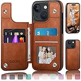 DJDUCK Designed for iPhone 15 Case Wallet with Card Holder, [Magnetic Clasp Cover] [RFID Blocking Leather Protection] Shockproof Women Men Cases 6.1 Inch for Apple 15 Light Brown