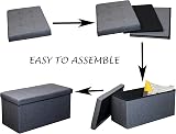 HomeHarmony Folding Storage Ottoman Seat Grey Large 76x38x38 cm view 6