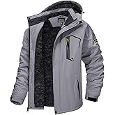 TACVASEN Men's Winter Skiing Jackets Water Resistant Fleece Coats Insulated Thermal Snowboard Jacket Parka Raincoat with Hood