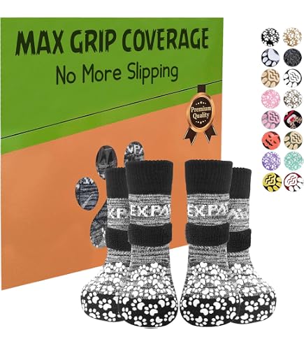 Calcetines Antideslizantes Para Perros Maisly – Doble Cara Con Gel De Silicona | 5 Tamaños Ajustables | Protección En Suelos Duros Y Exteriores