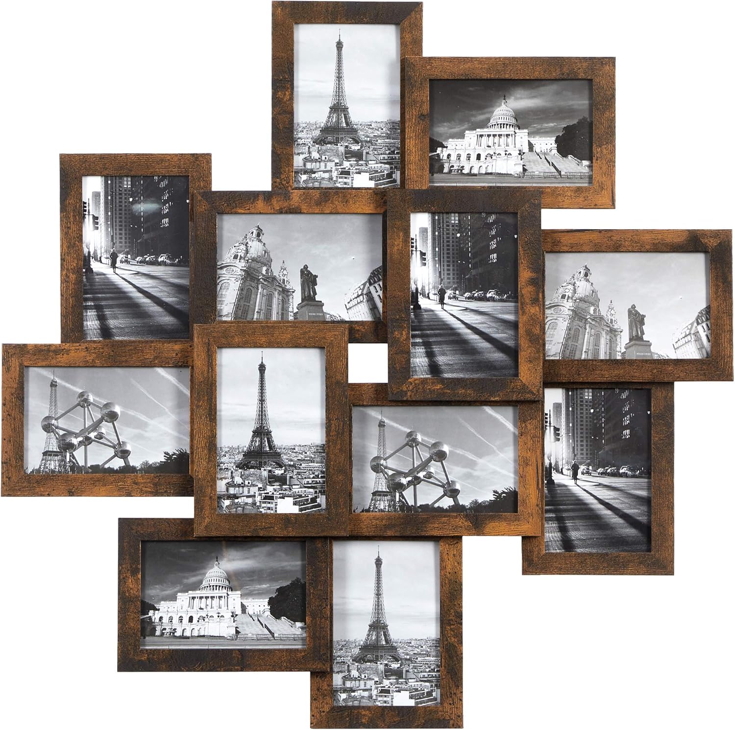 Photo Albums, Frames & Accessories - SONGMICS 4x6 Collage Picture Frames, Multi Picture Rustic Photo Frame Set with Glass Front for Wall Décor, Assembly Required (12-Pack)