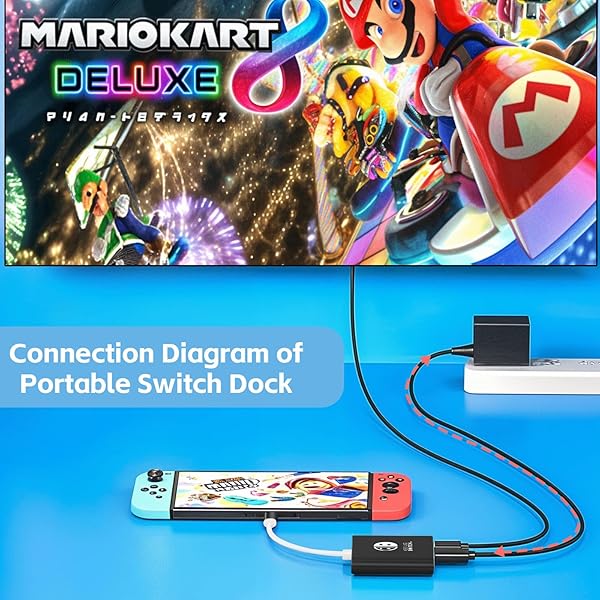 MAXRENARD SWITCH HDMI CABLE PORTABLE DOCK FOR NINTENDO SWITCH NS/OLED 4K USB C TO HDMI TV ADAPTER CONNECTOR FOR SWITCH GAME PLAYING MONITOR SCREEN MIRRORING,REPLACE ORIGINAL BULKY DOCK (2M)