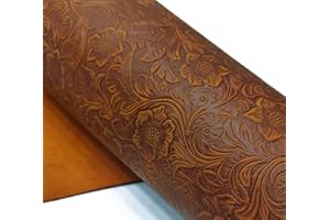 DOQN Bump Texture Genuine Leather Sheets Plain Geometric Pattern Printed Leather Sheet for Crafts (Tan, 12"x24")