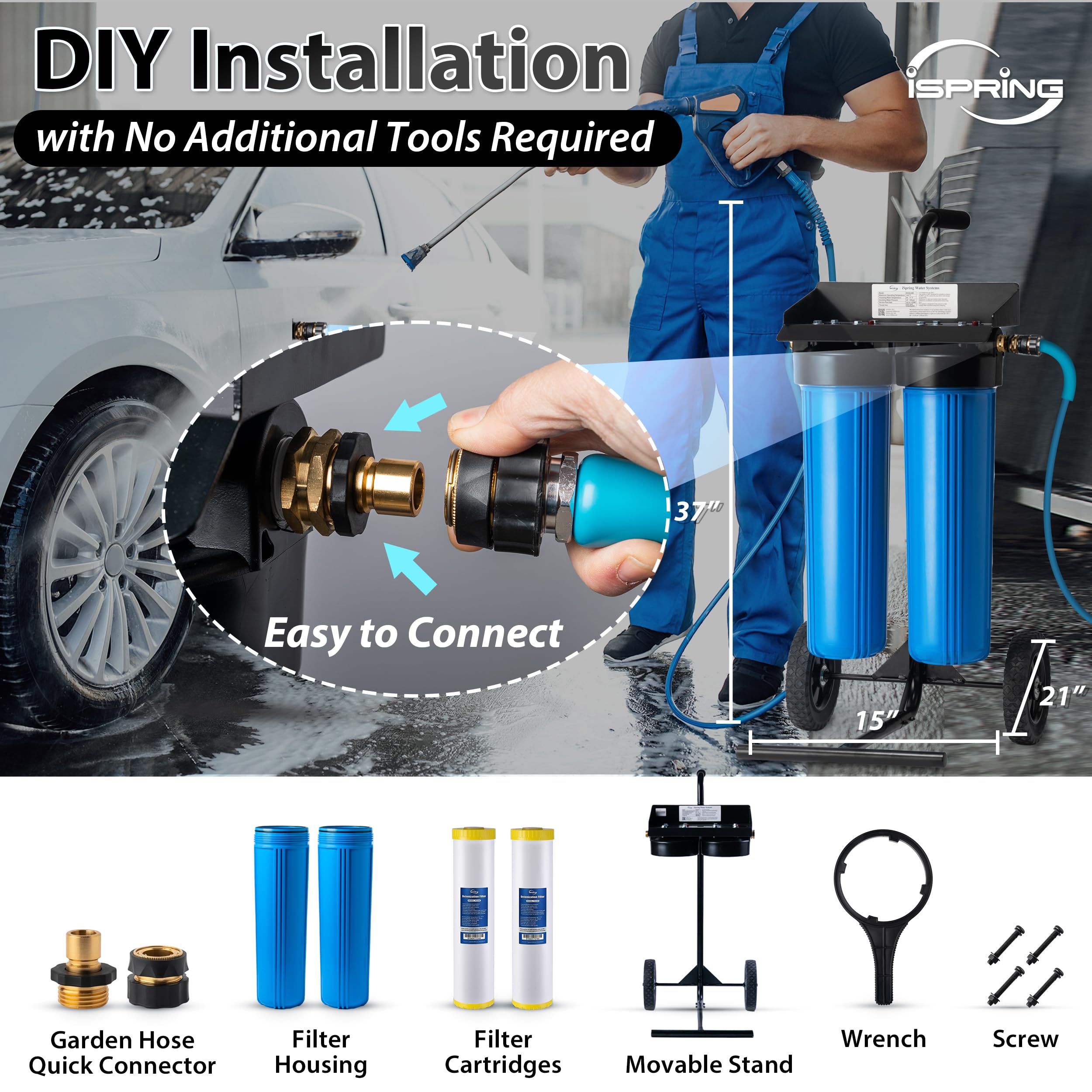 ISpring Spotless Car Wash System, Deionized Water System For Car Wash