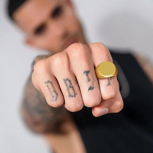 GOLDCHIC JEWELRY Personalized Signet Rings Men Women, Stainless