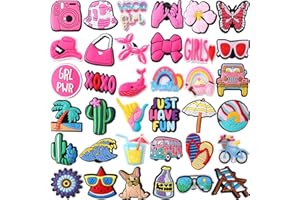 Xiphum 36 Pcs Cute Shoe Decoration Charms for Crocs Clogs, Lovely Charms for Shoes, Bracelet and Wristband，Bright Shoe Accessory Charms for Girls Boys Teens Women Men