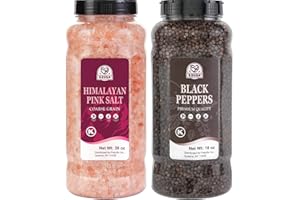 52USA Whole Black Peppercorns 18 oz + Himalayan Pink Salt (Coarse Grain) 39 oz, Salt and Pepper Grinder, Black Peppercorn Refil, Kosher Salt for Grinder Refill, Pink Himalayan Sea Salt, 2 Piece Set