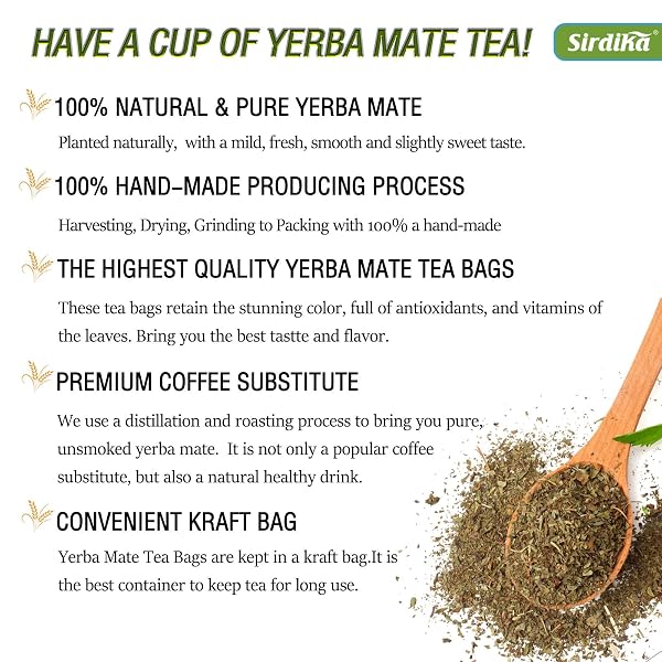 YERBA MATE TEA BAGS, 7 IN 1 SUPER ENERGY TEA, 7 HERBAL BLENDS INGREDIENTS – MATETEA + ASHWAGANDHA, CLEAN ENERGY, LIMITLESS CLARITY & FOCUS AND GUT HEALTH, 30BAGS/5.29OZ (30BAGS)
